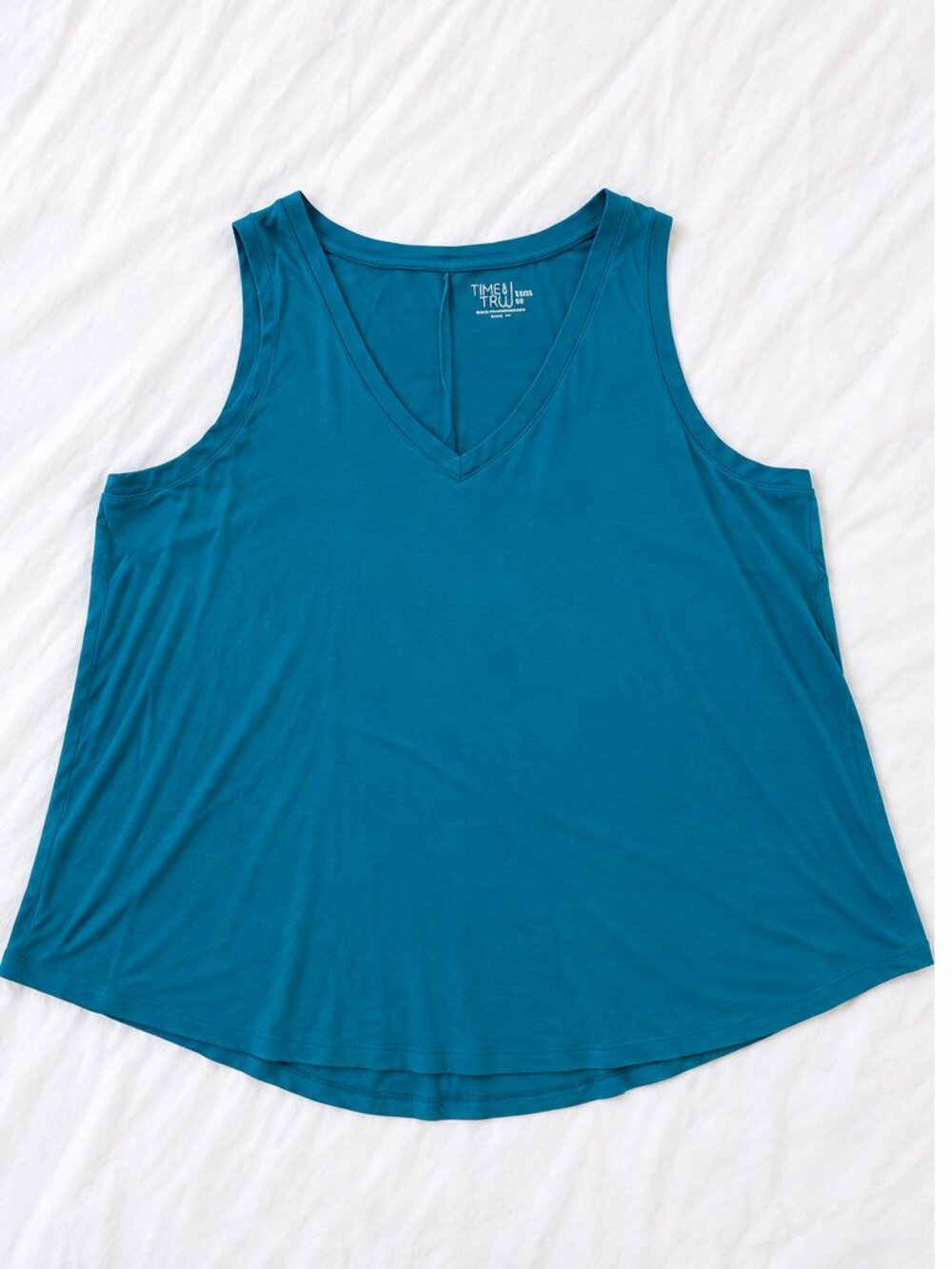 Time and Tru Teal V-Neck Flowy Tank Top – Size 3XL